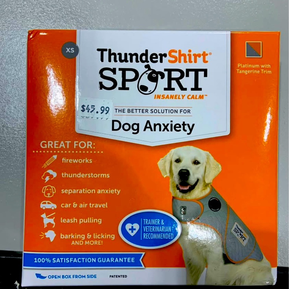 NIB Thundershirt Sport Dog Anxiety Jacket - Gray with Orange Trim XS